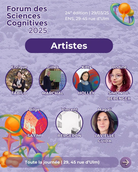 Affiche présentant les ateliers et animations du Forum des Sciences Cognitives 2025. Toutes les informations sont sur le lien "FSC 2025 Billetterie" dans notre bio.