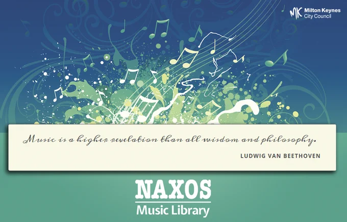 An illustration looking like music notes and splashes of colour in a fluid explosion - with a text box which reads: "Music is a higher revelation than all wisdom and philosophy." Ludwig Van Beethoven.