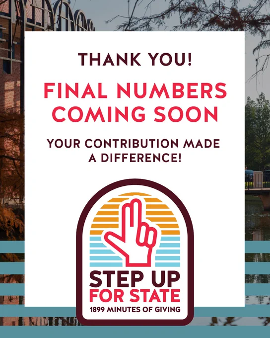 Step Up for State logo with text reading "thank you! Final numbers coming soon. Your contribution made a difference!"