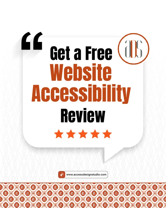 Get a Free Website accessibility Review is written on a call-out sticker.

