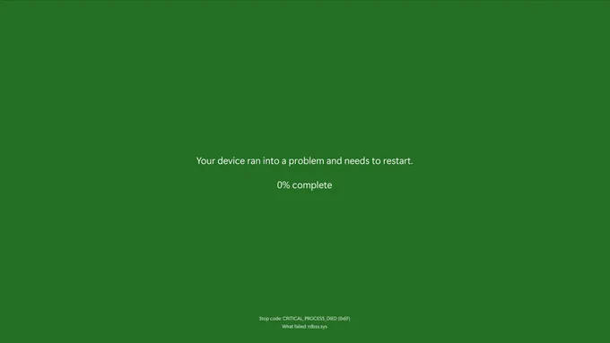 Your device ran into a problem and needs a restart. 0% complete