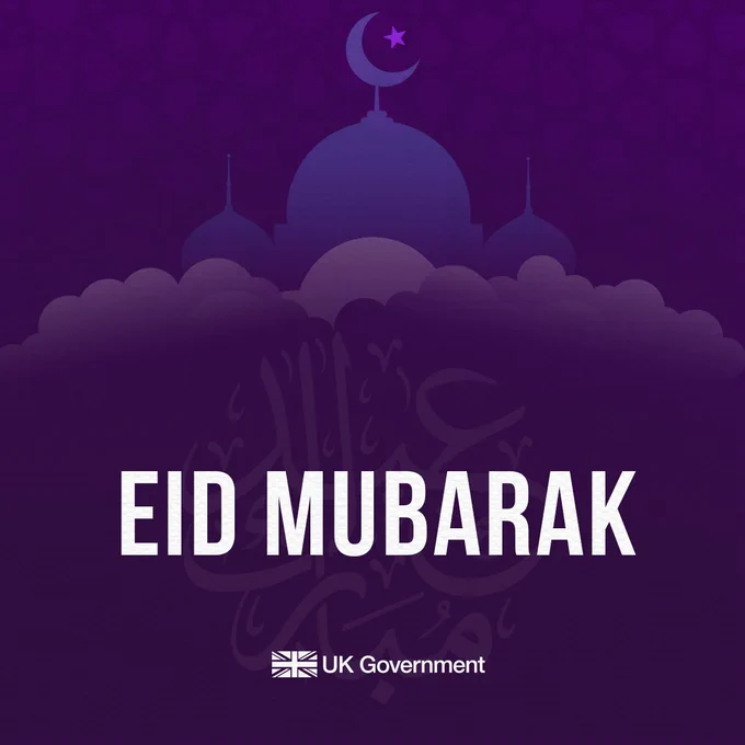 White text on purple background reads "Eid Mubarak"