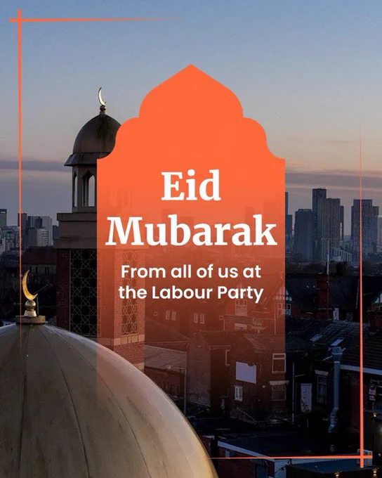 A graphic that says Eid Mubarak from all of us at the Labour Party