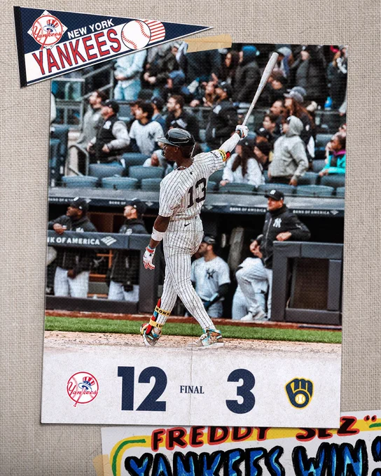 FINAL: Yankees 12, Brewers 3. 