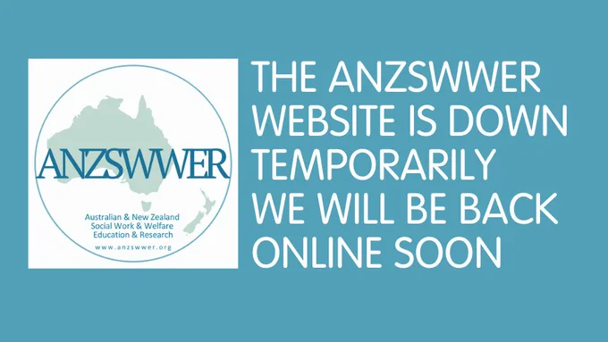 A notice that the ANZSWWER website is temporarily down but will be back soon. 