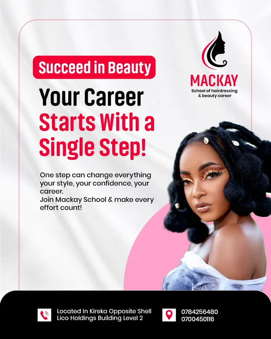 Empower your passion! 🌟  Unlock incredible opportunities at Mackay School of Hair Dressing and Beauty Career!  Every effort count! 🚀  

Start your journey! 💁‍♀️ 
 📞 0784256480 / 0700450116

#MackaySchool #HairDressingCourse
#BeautyOpportunity # #HairSkills #BeautyCourses
 