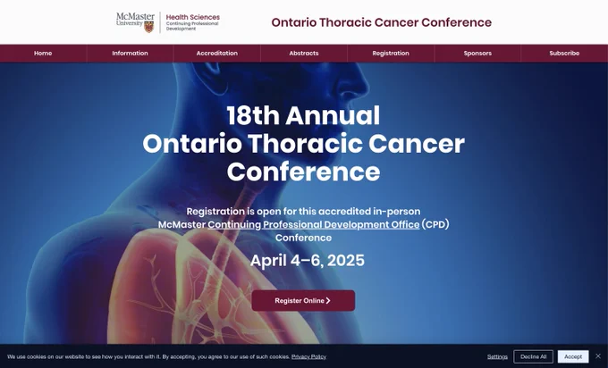 🚨 Join us at the Ontario Thoracic Cancer Conference 2025 on April 4-6! 
📍 Queens Landing Hotel, Ontario, Canada
🔬 Engage with leading experts as they discuss the latest advancements in thoracic oncology.
🚨 Only a few days left to register!
🔗 www.ontariothoraciccancer.ca