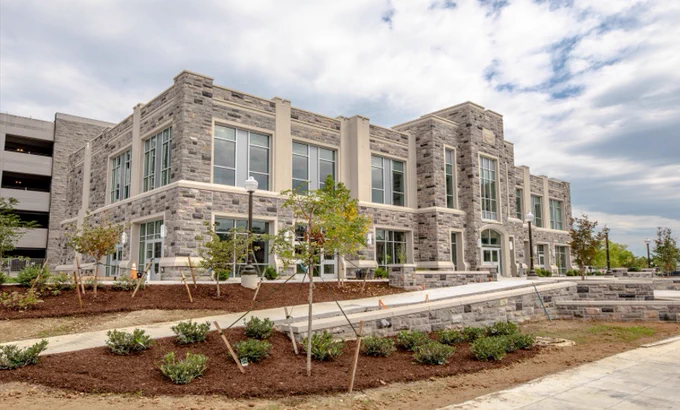 View of new transit center at Virginia Tech
