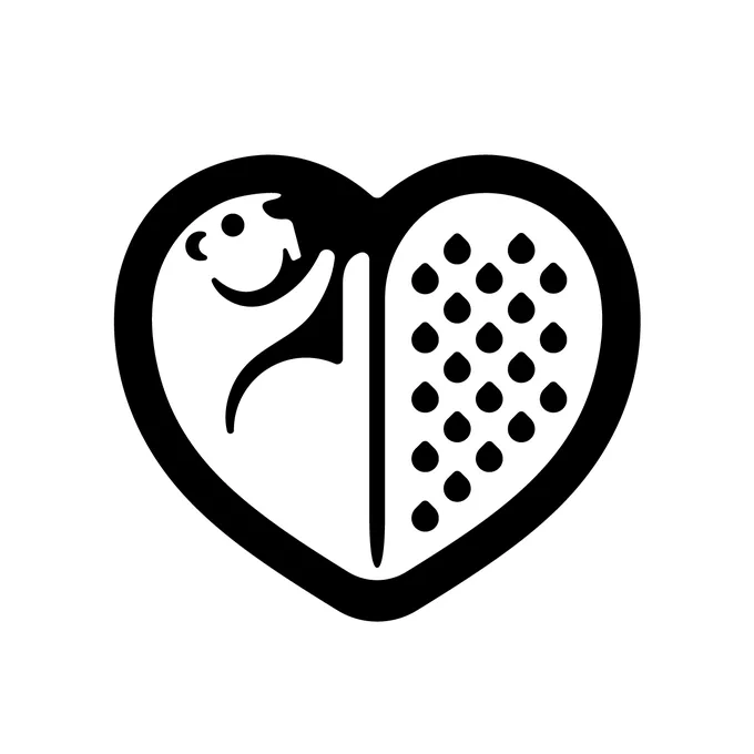 A heart shaped logo with an abstract beaver inside.