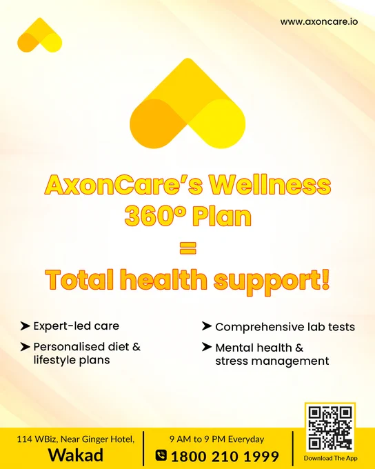 Chronic conditions don’t have to control your life! 💪✨ Get expert-led care, personalised plans & stress-free health management with AxonCare’s Wellness 360° Plan.

📞 Call 1800 210 1999 to book your consultation today!
.
.
.
.
.


.
.


.
.
.
.
.

.
.
.
.
.
.
.
.
.
.
.
.
.
.
.
.
.
.
#Wellness360 #ChronicConditions #Diabetes #Hypertension #PCOS #ThyroidDisorders #HealthManagement #ExpertCare #PersonalizedNutrition #MentalHealthSupport #StressManagement #ComprehensiveCare #LabTests #ManageYourHealth #StressFreeHealth #DiabetesManagement #PCOSManagement #ThyroidHealth #BloodPressureControl #wakadpune #bavdhanpune #bkcmumbai #axoncarebyaxonichealth

[Chronic condition management, diabetes management plan, hypertension care program, PCOS support services, thyroid disorder management, expert-led chronic care, comprehensive health lab tests, personalized nutrition plan, personalized lifestyle coaching, mental health support chronic illness, stress management for health, total health support 