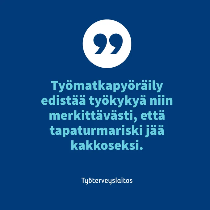 Tutkimus: Työmatkapyöräily edistää työkykyä niin merkittävästi, että tapaturmariski jää kakkoseksi.
