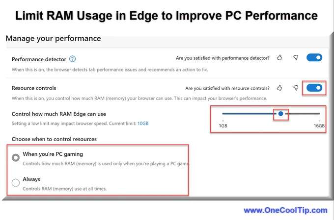 Limit RAM Usage in Microsoft Edge