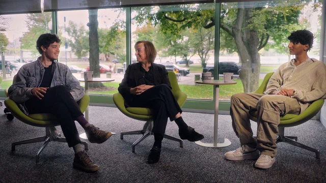 (From left) Peter Godart, Mary Fuller, Siddhu Pachipala seated in conversation