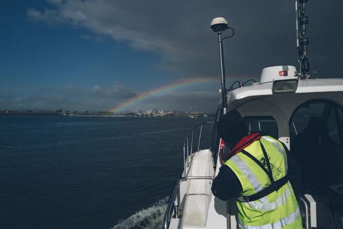 Under a rainbow: the environment team at work. Credit: Nick Pumphrey