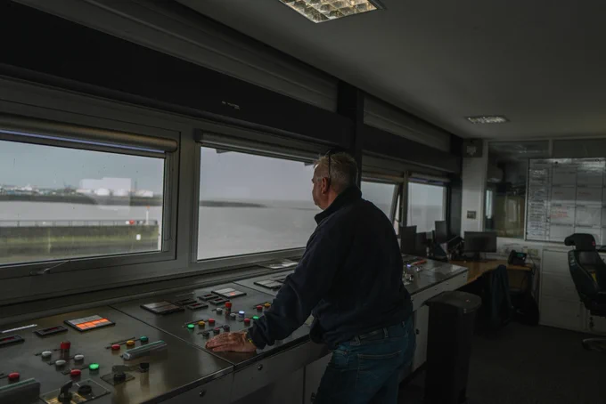 The sluice operations at the Barrage are a critical process. The team interprets flow data from the rivers Ely and Taff. Using this data, decisions are made about the sluice opening configurations needed to maintain the Bay level. Credit: Nick Pumphrey