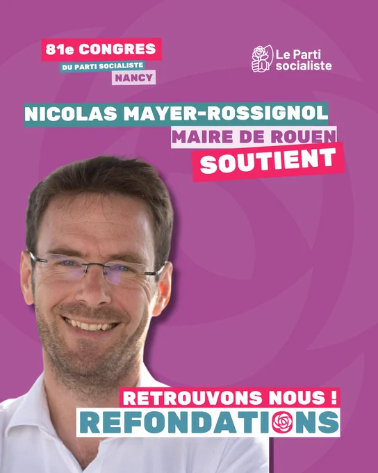 Visuel de soutien
Nicolas Mayer-Rossignol, Maire de Rouen, soutient Retrouvons-nous Refondations !