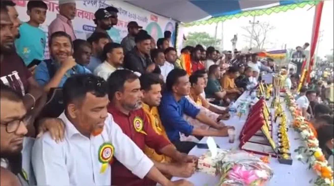 25th February, 2025.
 We are at the prize distribution ceremony of the final game of the Arafat Rahman Koko Memorial Football Tournament organized at Mirkadim.  District BNP Member Secretary Alhaj Mohammad Mohiuddin Bhai was present as a special guest.