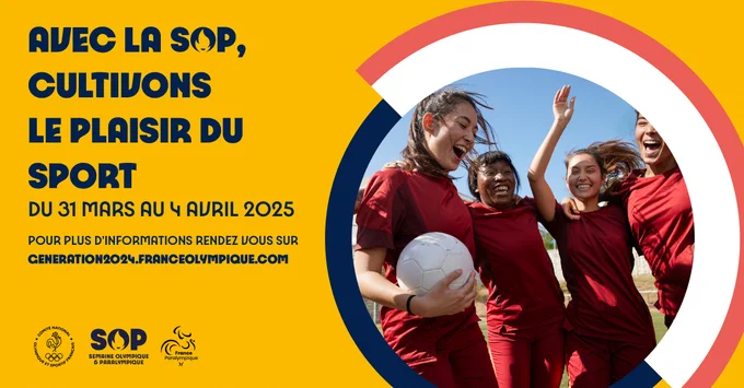 Avec la SOP, cultivons le plaisir du sport, du 31 mars au 4 avril 2025

Pour plus d'informations, rendez-vous sur generation2024.franceolympique.com