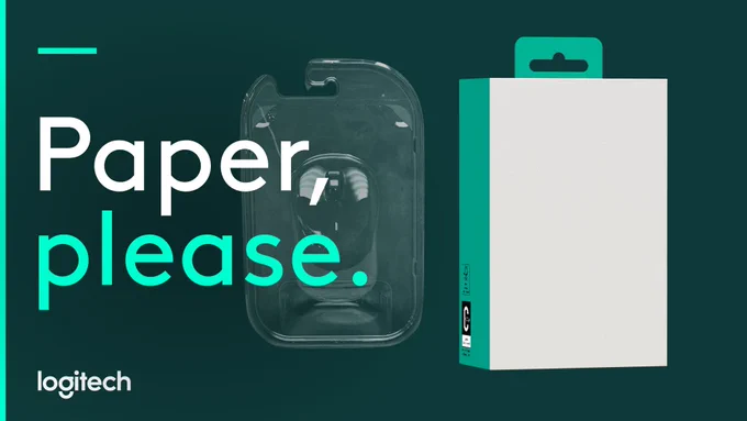 Logitech stellt vollständig auf Papierverpackungen um.