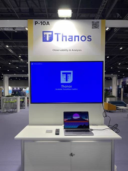 Booth 10A at Project Pavilion, with slides for Thanos.