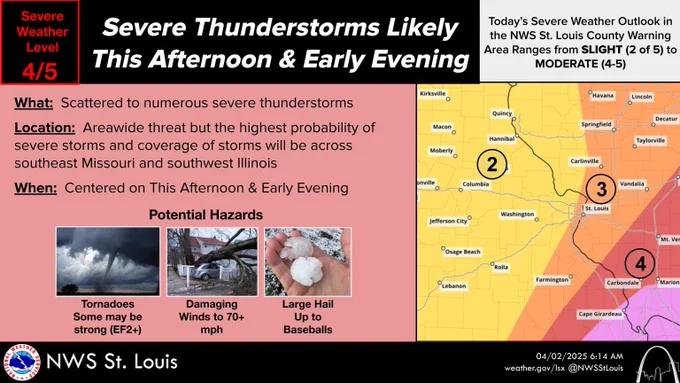 Test describing the severe weather threat and images showing the threat area and hazards.
