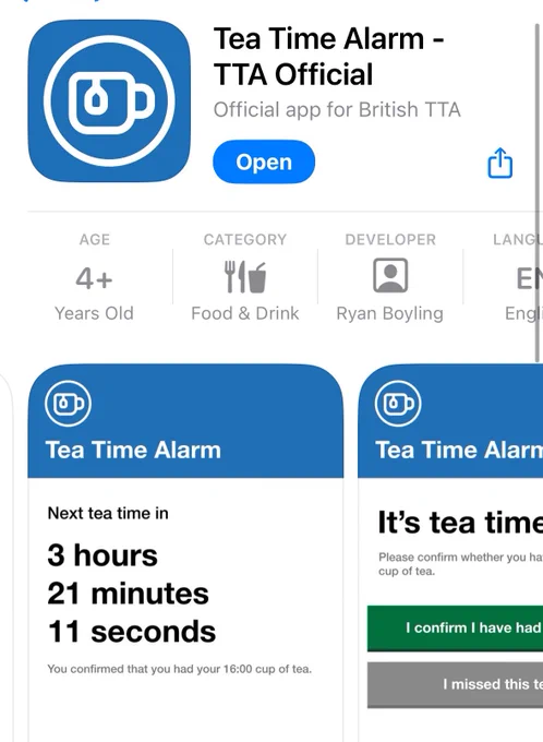 The tea time alarm app in the App Store.
