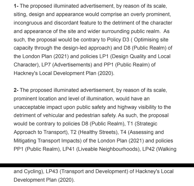 Rejections grounds based on amenity and safety