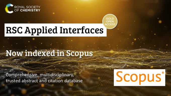 Promo graphic of RSC Applied Interfaces being indexed in Scopus.