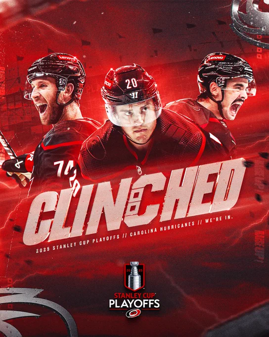 Graphic celebrating the Canes clinching a playoff spot 
