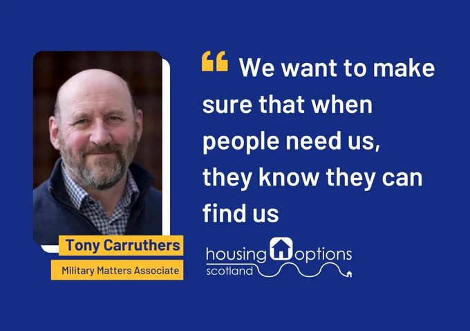 A portrait photo of Tony Carruthers next to a quote reading "We want to make sure that when people need us, they know they can find us"