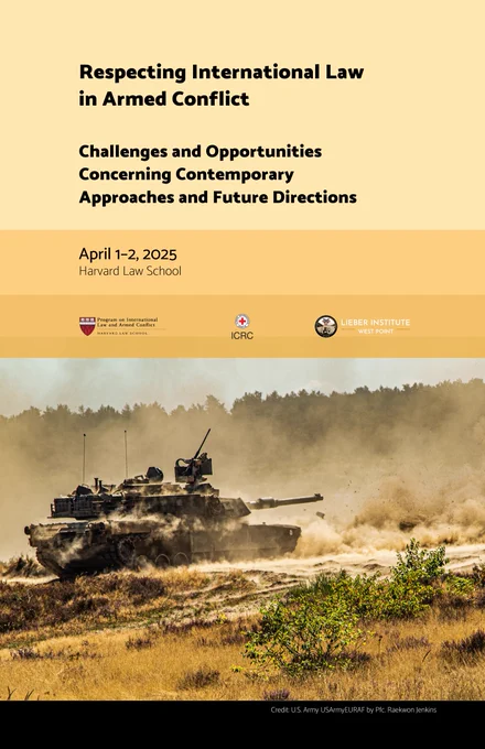 Workshop poster, including title, date, location, the three co-convening organizations, and an image credited to the US Army