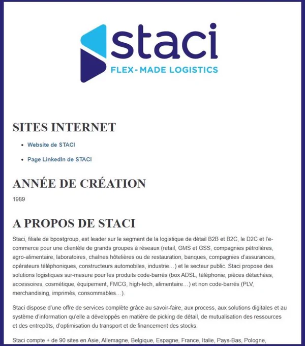 Aujourd’hui, focus sur Staci, acteur incontournable de la logistique dédiée aux entreprises multisites, qui allie savoir-faire, innovation et engagement sur le long terme.