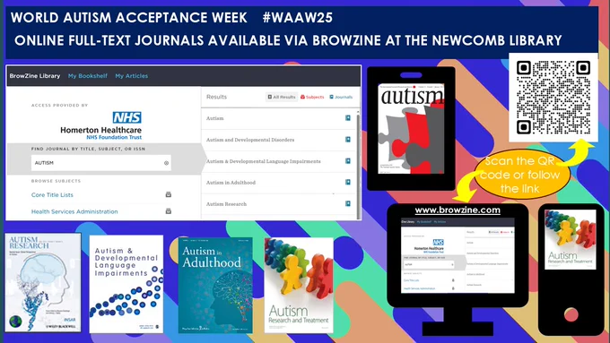 Screenshot of Autism journals that can be found and full-text articles read by searching and using BrowZine, our featured Resource of the Month for April