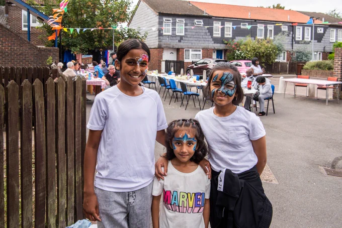 Young children enjoying a street party