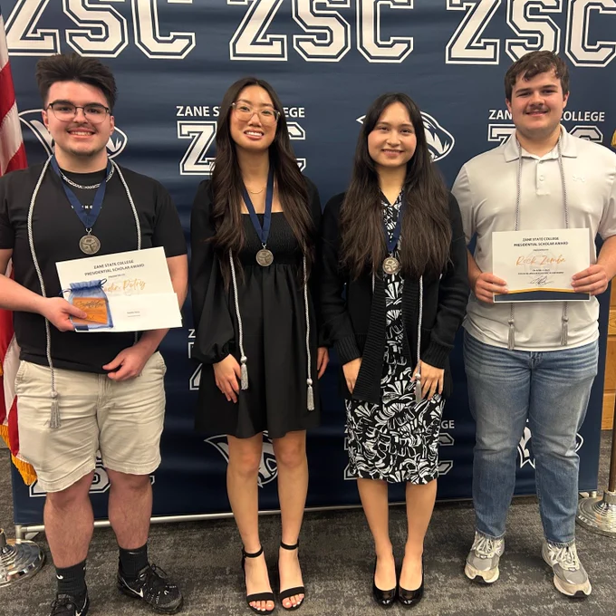 We're beyond proud to celebrate our Pathways to Business Presidential Scholars: Kaedin Petry, Kristy Zhang, Ariana Wolfle, and Rock Zemba! 👏✨

And let's give a big shoutout to our Pathways to Engineering Presidential Scholars: Maya Johnson, Isabella D'Amato, and Daniel Huffman (not pictured—but we promise he’s just as awesome)! 🚀🔧

These outstanding high school students are making the most of their time at Zane State College, showing that balancing two schools isn’t just possible—it’s an opportunity they’re absolutely mastering! 📚💡

More highlights from Honors Night are coming soon—because we took WAY too many photos to fit in just one post. 

😆📸 Stay tuned. #ZaneState #HonorsNight #ZSCPresidentialScholars