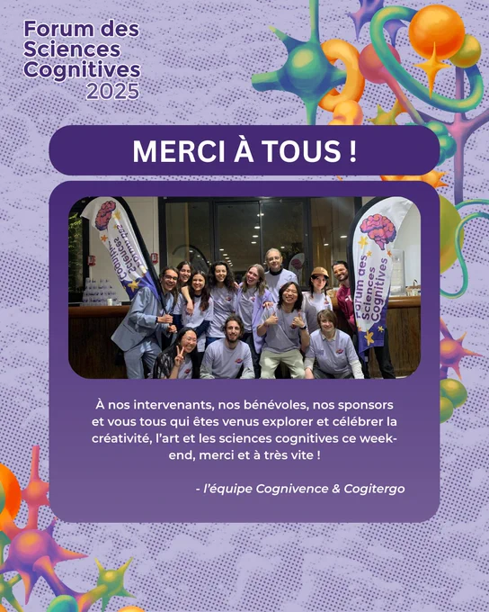 Photo de l'équipe Cognivence et Cogitergo avec un message de remerciement.