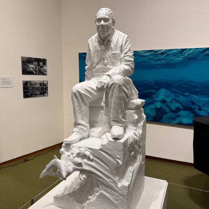The maquette of Billy Frank, Jr. at the Whatcom Museum