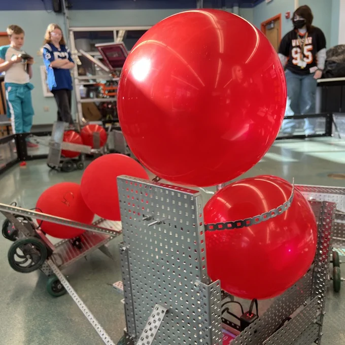 Automation & Robotics students are testing their balloon demo derby designs. 