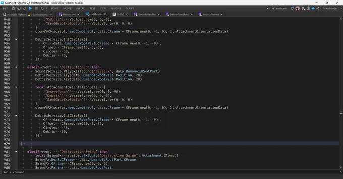 Roblox Midnight Fighters 🌙 Code Snippets. For showcasing purposes!