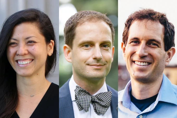 Headshot photos of Paloma Duong, Frank Schilbach, and Justin Steil.