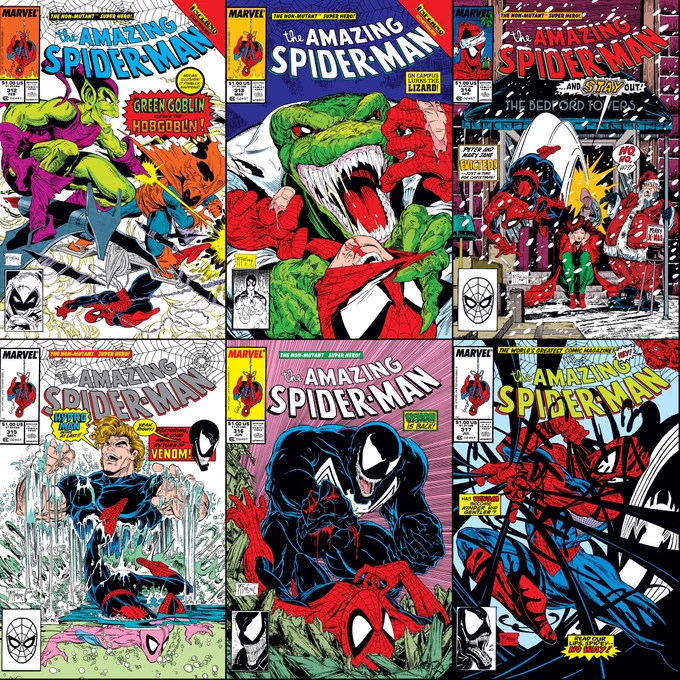 The Amazing Spider-Man #312-317 cover dated February-July 1989.