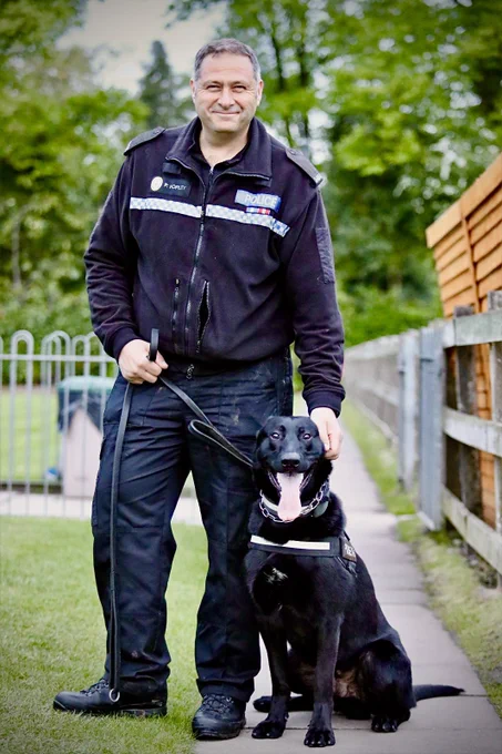 RPD Stark retired from West Midlands Police in January 2025. His heroic career includes being attacked by a machete in 2020 when he was detaining a suspect. Stark met The Duchess of York at Crufts in 2025 when she awarded him with long service award, accompanied by our chairman, Lady Bathurst. The NFRSA supports Stark with his monthly medications for his skin allergies.

West Midlands Police; German Shepherd; GSD; Police dog; retired service animal; service animal; working dog; working dogs; charity
