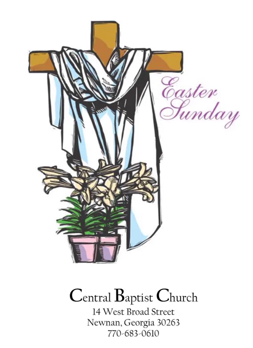 Cover of our bulletin showing a cross and flowers for Easter Sunday 