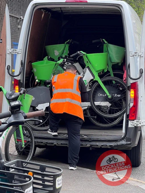 White van jammed full of Lime bikes.