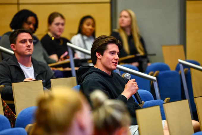 Question for the audience at the Jake McCandless ’51 PVC Speaker Series featuring Jason Wright