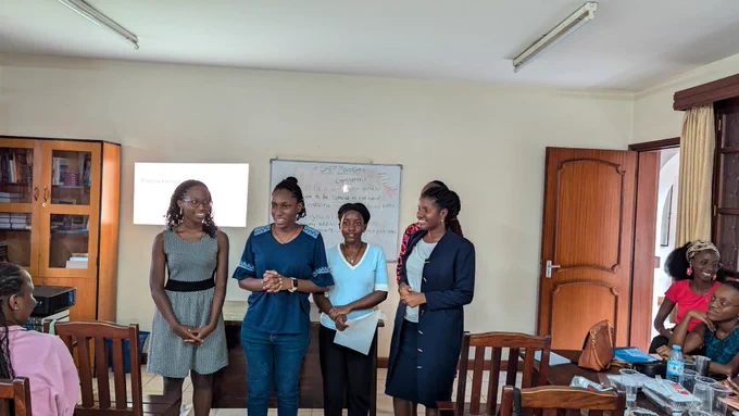 One of the groups delivering their speech on proper waste management directed to Religious leaders😇. 
What an insightful and engaging session it was!!🥳💟💯 
 Thanks to CHEP, the guest speaker and the mentees that turned up for the session. Be on the lookout for the next session😁🤩🥳 