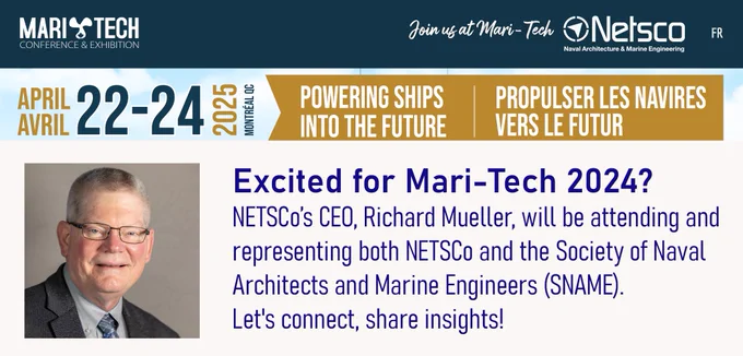 NETSCo’s CEO and SNAME President, Richard Mueller, will be at #MariTech2024 and is looking forward to great conversations and new connections at Canada’s top marine engineering event.
With 23 technical presentations, dynamic networking events, and over 90 exhibitors, Mari-Tech is Canada’s premier event for marine professionals. Register at https://mari-techconference.ca/register/
Whether you want to connect with leaders, exchange new ideas, or explore the latest in marine engineering, now is your chance to help shape the future of marine technology together. See you there!
#MariTech2024 #MarineEngineering #SNAME #NETSCo #Networking
