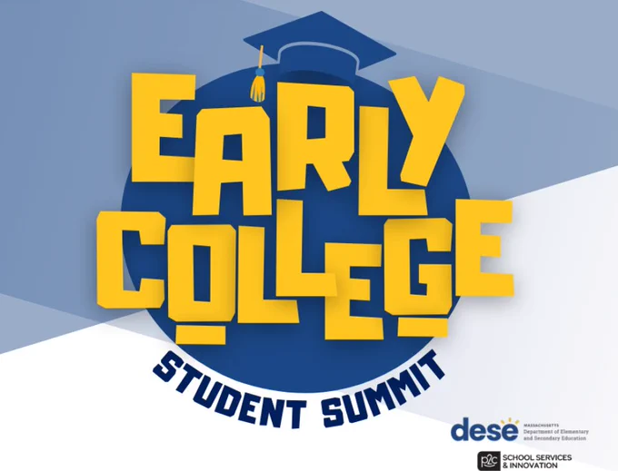Graphic shows a graduation cap and reads “Early College Student Summit”