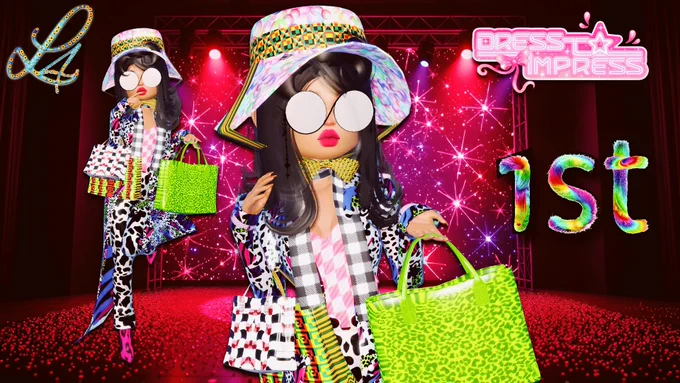 Snagged 1st place with my wild mix of crazy patterns. Spinning chaos into chic, who’s dizzy from my bold style now? #DressToImpress #Roblox #CrazyPatterns #PatternPop #DTI 
