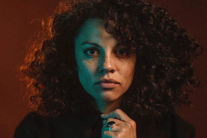 A portrait photo of actor Anoushka Lucas